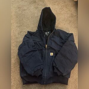 Navy Hooded Carhartt Jacket Size Large. Brand new but it’s just been squished